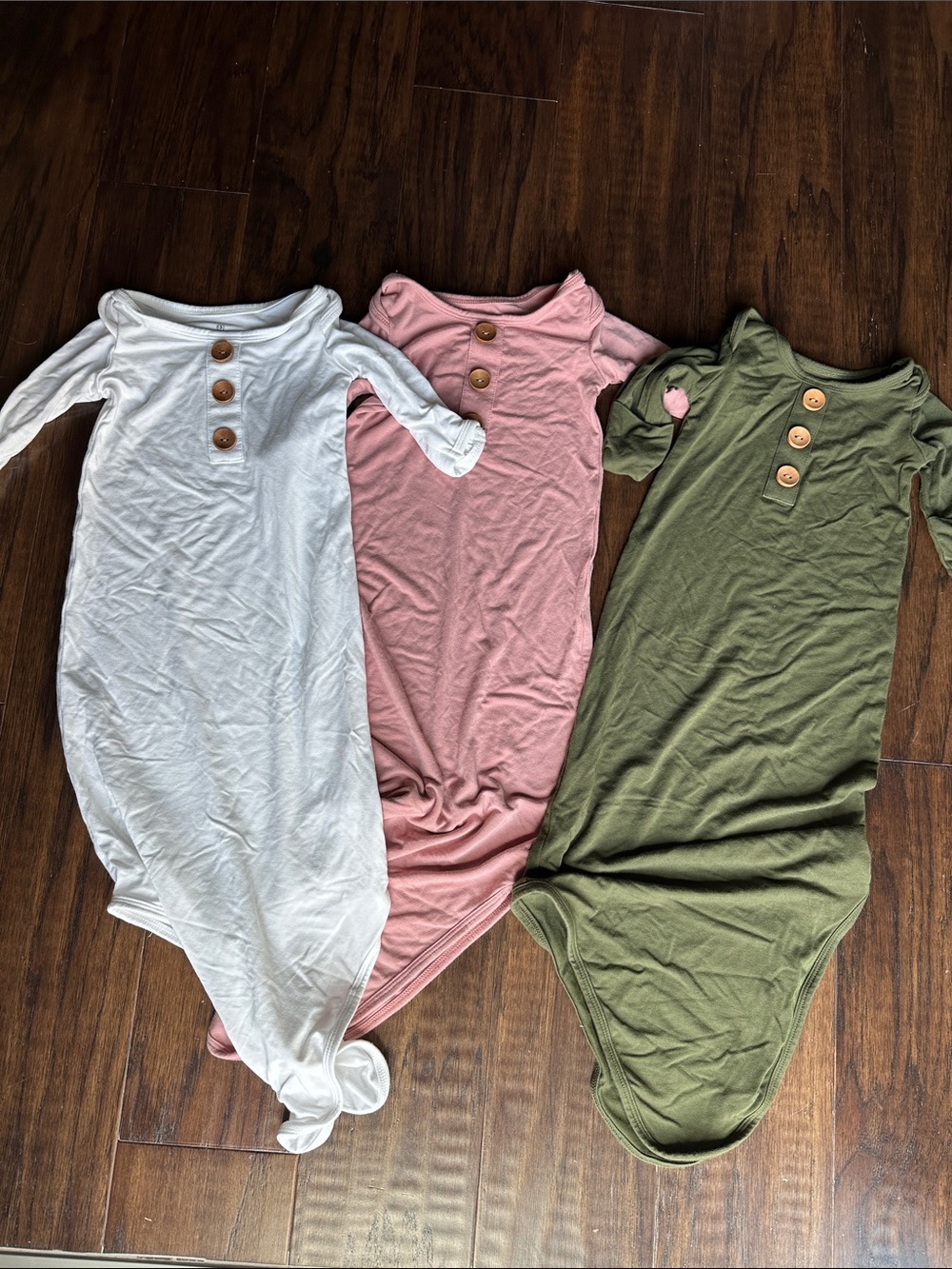 Caden Lane set of 3 Baby Gowns with Wooden Buttons